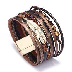Bracelets multi-rangs en cuir PU&nbsp;BJEW-F352-02G-05