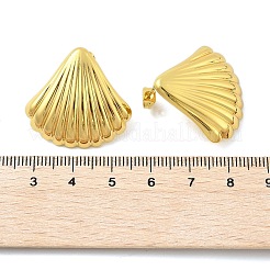 Pendientes de botón de acero inoxidable 304 con forma de concha&nbsp;EJEW-A125-67G