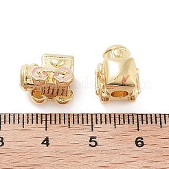 Perline di smalto in ottone placcato per cremagliera del treno&nbsp;KK-G512-07B-G