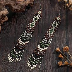 Богемные серьги-подвески ручной работы из стеклянного бисера.&nbsp;JX6081