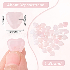 1 brin de perles en quartz rose naturel en forme de cœur&nbsp;G-OC0003-31