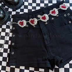Catenina con maglie in lega e resina epossidica e cuore rosso scuro a forma di rosa per la vita e la pancia delle donne&nbsp;FS-WG123DD-01