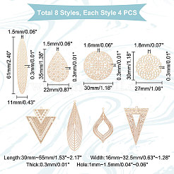 32 шт. 8 стильных подвески из латуни с филигранным покрытием на стойке&nbsp;KKC-UN0001-02