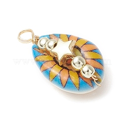 Подвески из натуральной ракушки каури с медной проволокой&nbsp;PALLOY-JF03954-01