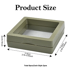 8 шт. 4 стиля квадратная прозрачная полиэтиленовая тонкая пленка подвесная коробка для ювелирных изделий&nbsp;CON-YW0001-98
