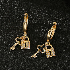 Латунные серьги-кольца с ключом и замком&nbsp;SX3628