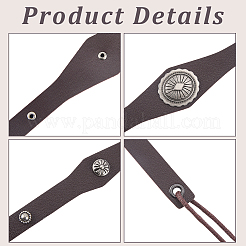 1 diadema vikinga de imitación de cuero retro medieval&nbsp;OHAR-CL0001-02A