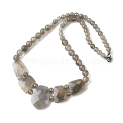 Collane di perline graduate sfaccettate in agata grigia naturale per donna&nbsp;NJEW-B128-01F