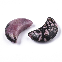 Pierres de palmier de poche en cristal de guérison en forme de lune en rhodonite naturelle&nbsp;G-T132-001F