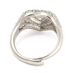 Регулируемое кольцо в форме сердца с эмалью и прозрачным фианитом&nbsp;RJEW-Q781-01P-02