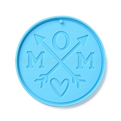 Bricolage thème de la fête des mères plat pendentif rond moules en silicone&nbsp;SIMO-H010-02G