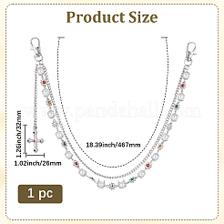 1 stück legierung bunte strass blume & kunststoff perle link kette doppel schicht hosen ketten&nbsp;AJEW-GF0012-74