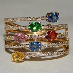 Кольца для пальцев из овального сплава с микропаве из разноцветных кубических цирконий&nbsp;FS-WG843A4-05