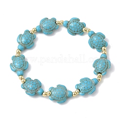 Braccialetti elastici in turchese sintetico e perline di ematite non magnetica per donne e uomini&nbsp;BJEW-JB13729-02