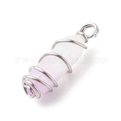 Pendentifs pointus à double borne en jade blanc violet naturel&nbsp;PALLOY-JF01686-06