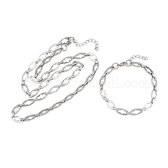 Set di gioielli con collana e bracciale a catena incrociata in acciaio inossidabile 304&nbsp;SJEW-L199-07P