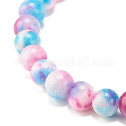 Pulsera elástica con cuentas redondas de jade blanco natural&nbsp;BJEW-JB07968-01