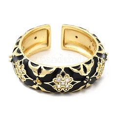 Латунные микропаве кубические цирконии манжеты открытые кольца для женщин&nbsp;RJEW-B160-05G