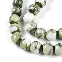 Perles de verre de peinture de cuisson&nbsp;X1-DGLA-N003-8mm-C06