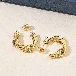 Boucles d'oreilles à clous en acier inoxydable 304 torsadé pour femmes&nbsp;EJEW-K333-07G