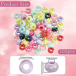 100 шт. УФ-покрытие радужных переливающихся акриловых европейских бусин&nbsp;MACR-PA0001-27