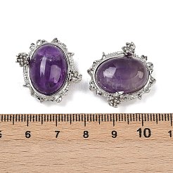 Овальные серьги из натуральных и синтетических драгоценных камней с многорядными звеньями в форме цветка&nbsp;G-G291-03P