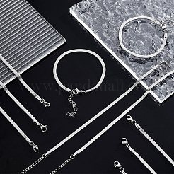 10 шт. 3 мм 304 нержавеющая сталь плоский змеевидный купол цепочка звенья елочка браслет для мужчин и женщин&nbsp;BJEW-UN0001-27