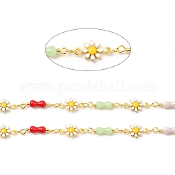 Catene a maglie in ottone con fiori a margherita&nbsp;CHC-C003-12G