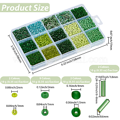 15 Stil Glas Rocailles & Stiftperlen&nbsp;SEED-PA0001-14C