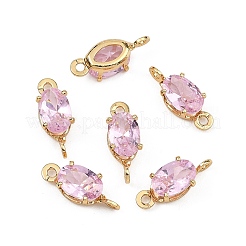 Breloques connecteurs ovales en laiton pavé de zircone cubique shegrace&nbsp;XGRQ2O174-437B-G