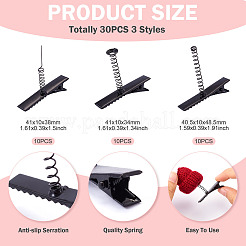 30 pièces 3 styles de pinces à cheveux alligator en fer&nbsp;PHAR-TA0001-10