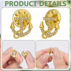 10 шт. булавки для лацкана рюкзака со стразами и якорем из сплава и крестом&nbsp;JEWB-PH0001-65G