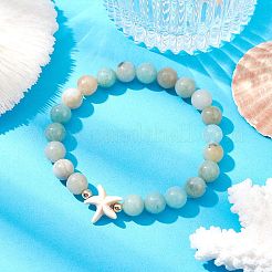 Natürliches Blumen-Amazonit-Stretch-Armband&nbsp;X-BJEW-JB09764-02
