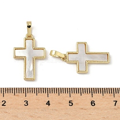 Подвески из латуни с натуральными белыми ракушками&nbsp;KK-Z115-12G