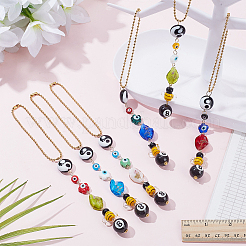 6 шт. 6 стиля цветочные пчелы ручная работа бусины лэмпворк подвесное украшение&nbsp;HJEW-AR00016