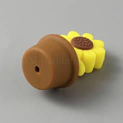 Силиконовые бусины в виде подсолнуха&nbsp;LS-SIL-WH0008-40A