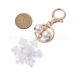 Llavero con colgante de copo de nieve de acrílico y perlas de plástico ABS&nbsp;KEYC-JKC00882