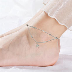 Bracelets de cheville à breloques en argent sterling plaqué rhodium&nbsp;JA168A