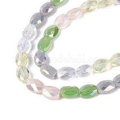 Stränge aus galvanisierter Jade-Imitation und undurchsichtigen sowie transparenten Glasperlen&nbsp;EGLA-Q135-4x6MM-01E