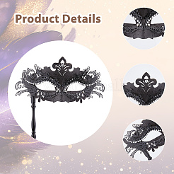 Маскарадные маски из пластика со стразами и литой палочкой-держателем&nbsp;AJEW-WH0270-891A