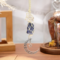 Décorations de pendentif de pochette en cristal de quartz naturel et lapis-lazuli&nbsp;HJEW-WH20002-03E