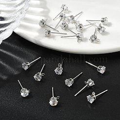 Фурнитура для сережек-гвоздиков из латуни с прозрачным кубическим цирконием&nbsp;XGR0102P-117P