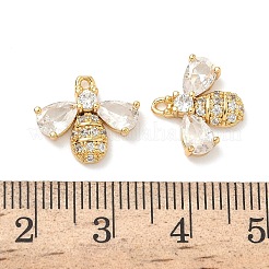 Breloques abeilles en laiton serties de micro-pavés de zircone cubique&nbsp;KK-A281-23G-01