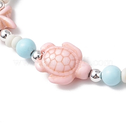 Синтетические окрашенные бирюзовые бусины и натуральные круглые бусины говлита&nbsp;BJEW-JB11792-03