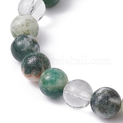 Эластичные браслеты из натурального древесного агата с круглыми бусинами&nbsp;BJEW-JB09872-02