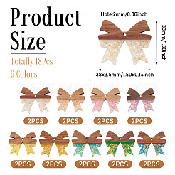 18 Stück 9 Farben Holz- und Harzanhänger&nbsp;WOOD-TA0002-96