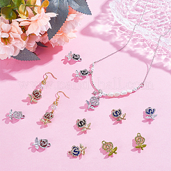 32 шт. подвески из двухцветного сплава со стразами. подвески-цветы&nbsp;FIND-PH0027-15