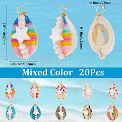 20 шт. подвески из натуральной ракушки каури с медной проволокой&nbsp;FIND-SC0014-61