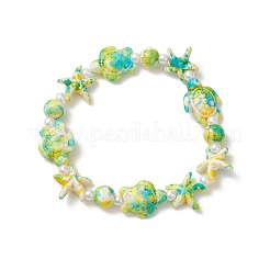 Braccialetti elasticizzati da donna con perline acriliche sintetiche tinte di turchese e perle imitate&nbsp;BJEW-JB14047