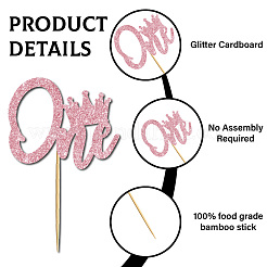 Tortenaufsätze aus Papier und Glitzerpailletten mit Bambusstab&nbsp;DIY-WH20087-001